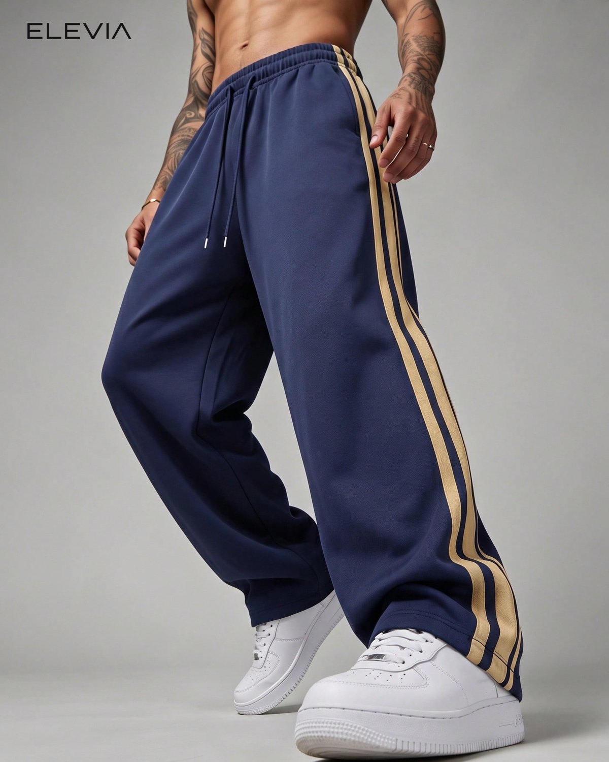 Retro Stripe Wide-Leg Jogger