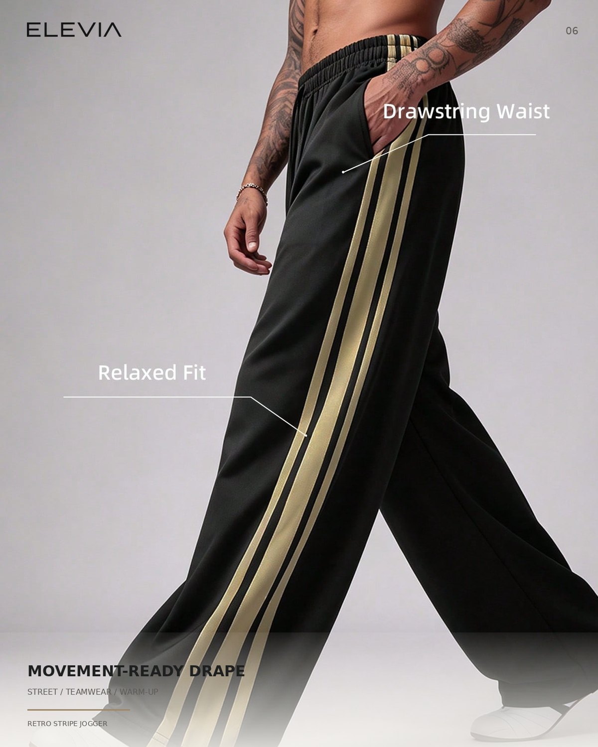 Retro Stripe Wide-Leg Jogger
