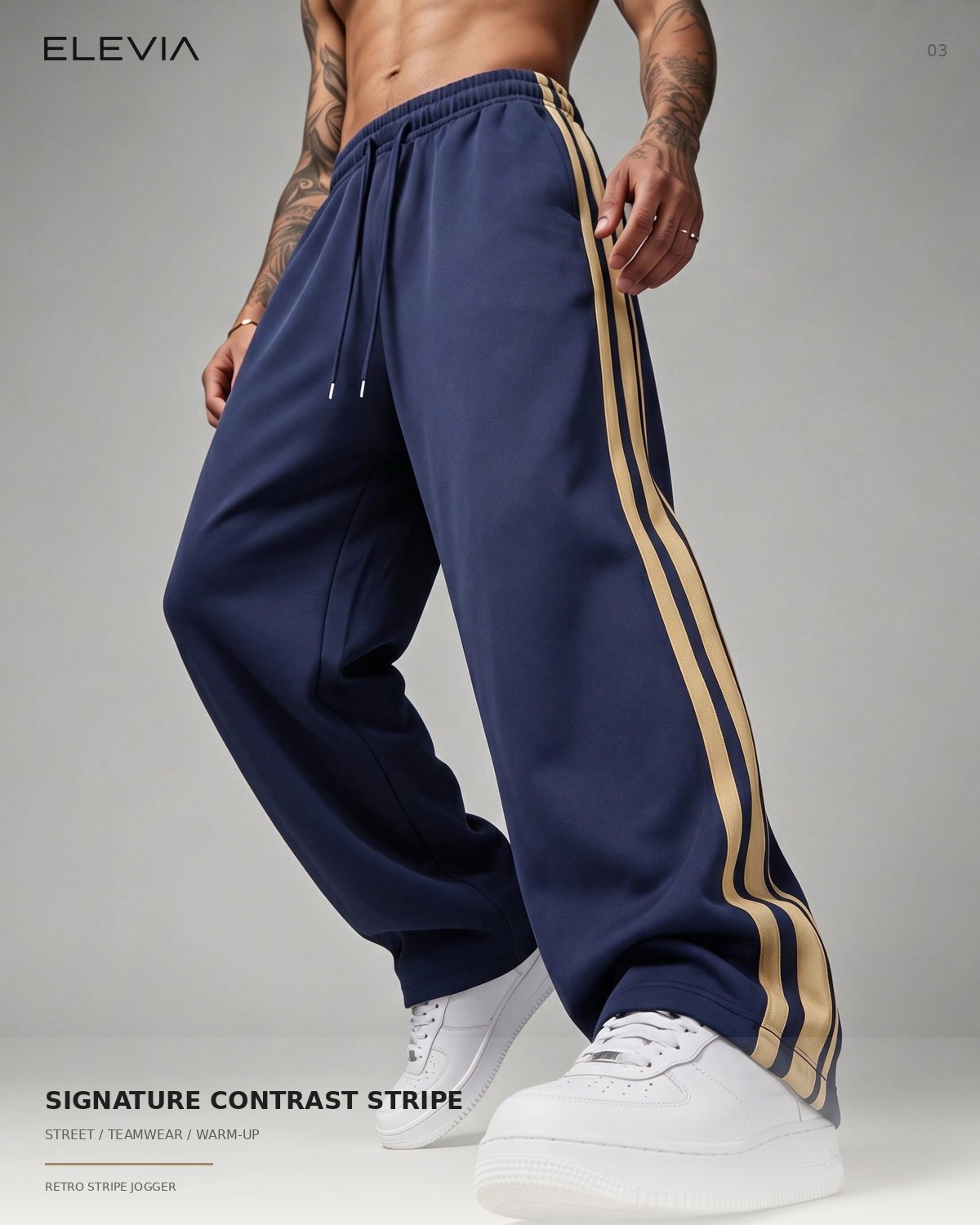 Retro Stripe Wide-Leg Jogger