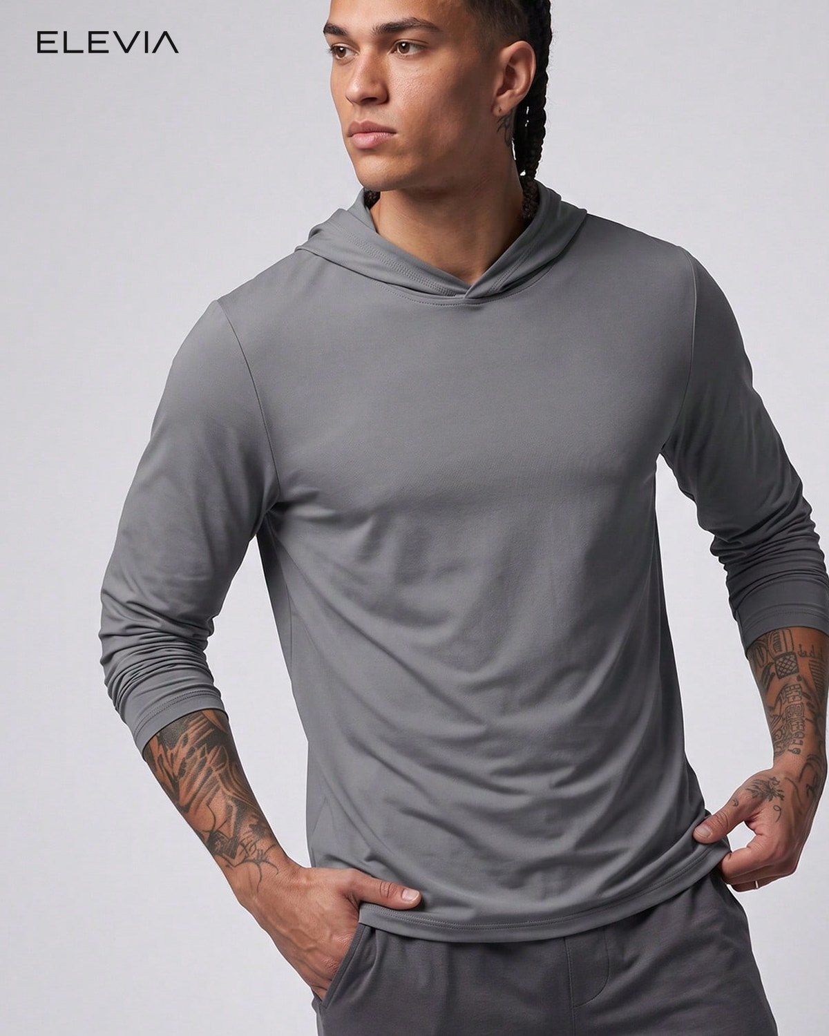 Waffle Hooded Long-Sleeve